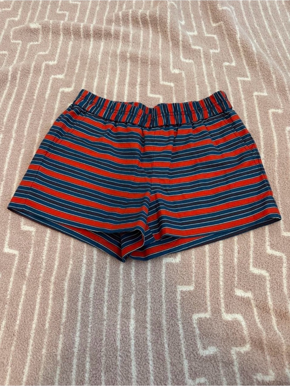 J. Crew Red and Navy Striped Athletic Shorts